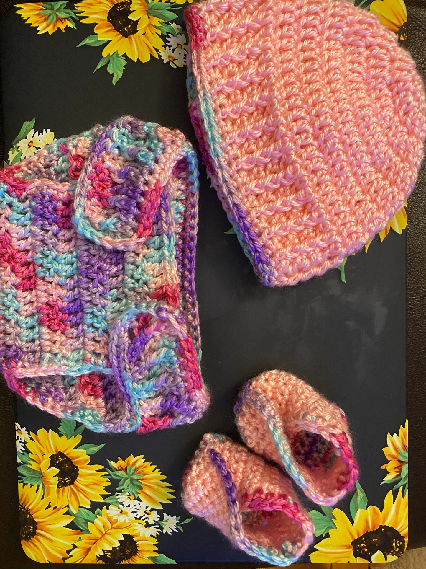 4 piece Newborn Outfit with Diaper Cover, Booties & Hat