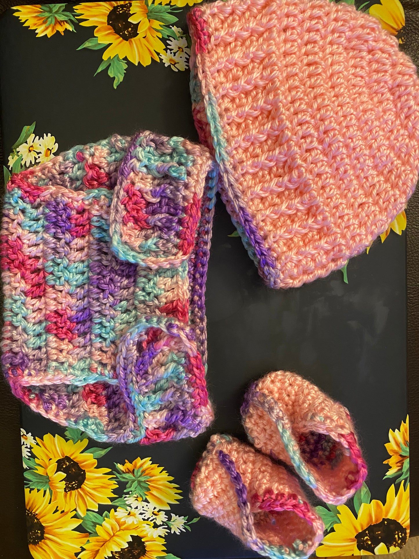 4 piece Newborn Outfit with Diaper Cover, Booties & Hat
