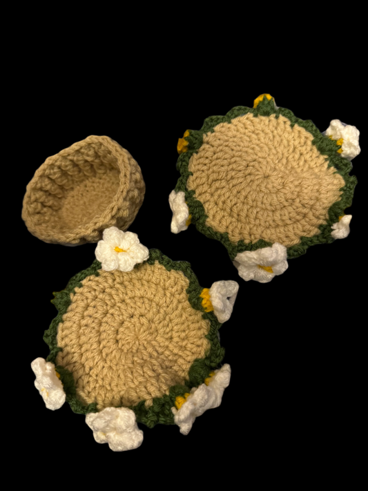 3 piece Double Daisy Coaster Set